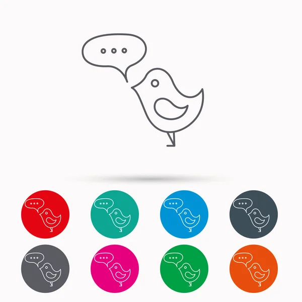 Oiseau avec icône de bulle de parole. Messages courts . — Image vectorielle