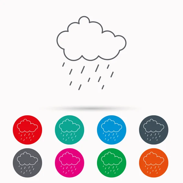 Icono de lluvia. Gotas de agua y señal de nube . — Vector de stock