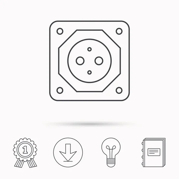 Icono de enchufe europeo. Adaptador de corriente eléctrica . — Vector de stock