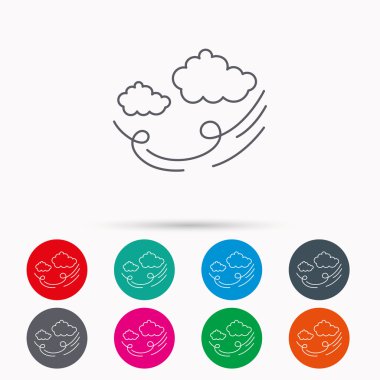 Rüzgar simgesi. Fırtına işaretiyle bulut.