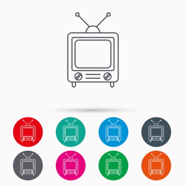 Retro tv simgesi. Televizyon anteni işareti ile.