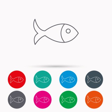 Balık simgesi. Deniz ürünleri işareti. Vejetaryen yiyecekler sembolü.