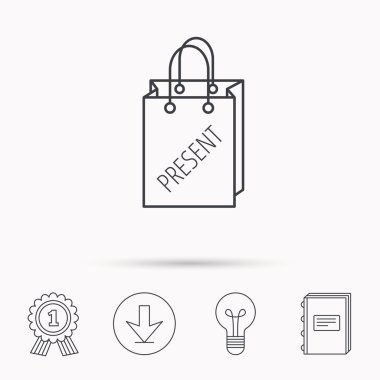 Mevcut alışveriş çantası simgesi. Hediyelik çanta işareti.