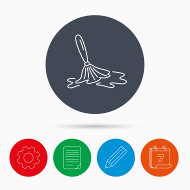 Islak temizlik simgesi. Temizlik kat aracı işareti.