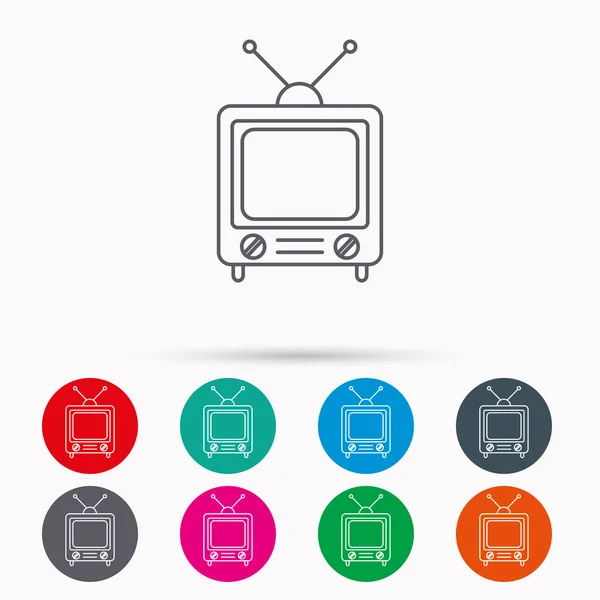 Retro tv icon. Television with antenna sign. — Stock Vector