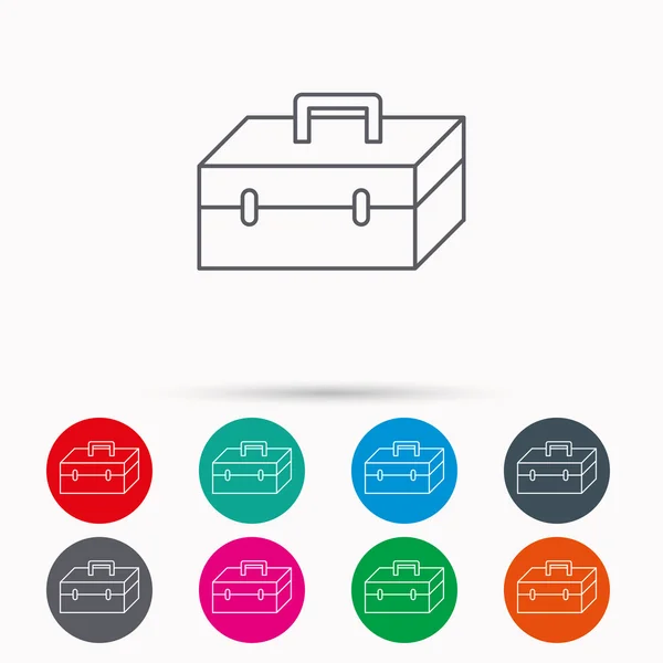 Icona della cassetta degli attrezzi. Segnale strumenti di riparazione . — Vettoriale Stock