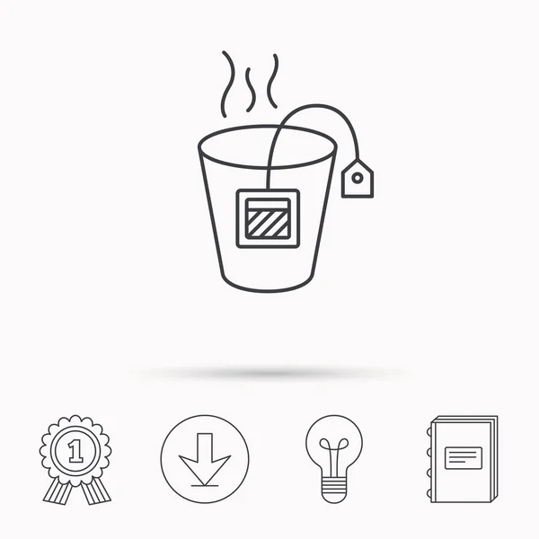 Icono de bolsa de té. Signo de bebida caliente natural . — Vector de stock