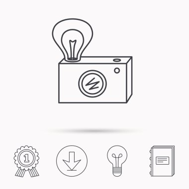 Retro fotoğraf kamera simgesi. Fotoğrafçı ekipman.