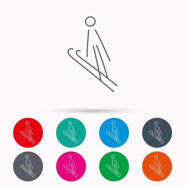 Kayak atlama simgesi. Aşırı spor işareti kayaklar.