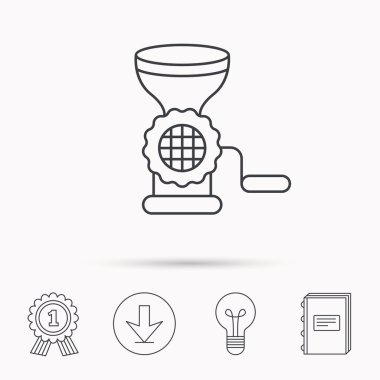 Et kıyma makinesi simgesi. Manuel doğrayıcılardan işareti.