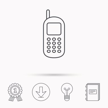 Hareket eden telefon simgesi. Anten işareti ile cep telefonu.