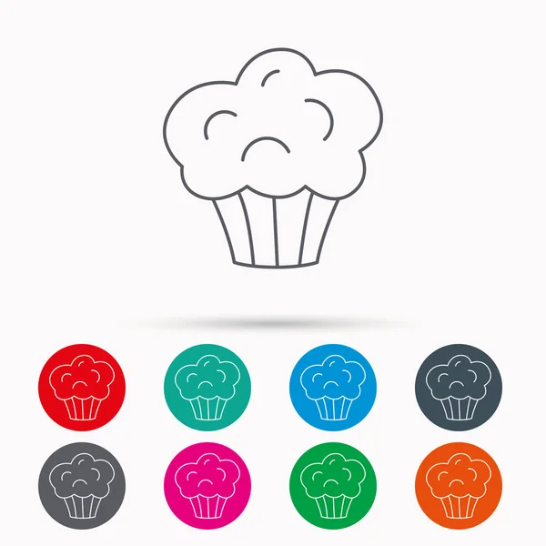 Muffin icoon. Cupcake dessert teken. — Stockvector
