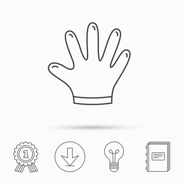 Rubber gloves icon. Latex hand protection sign. — Stock Vector