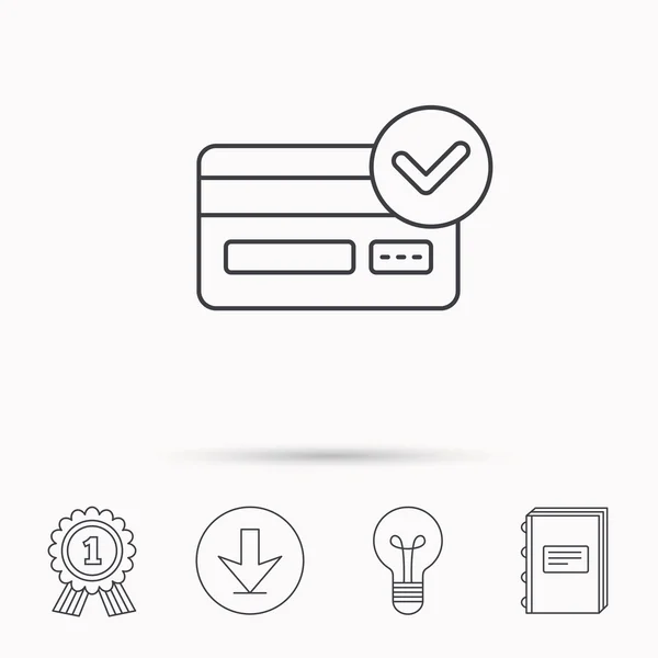 Icono de tarjeta de crédito aprobado. Señal de compra . — Vector de stock