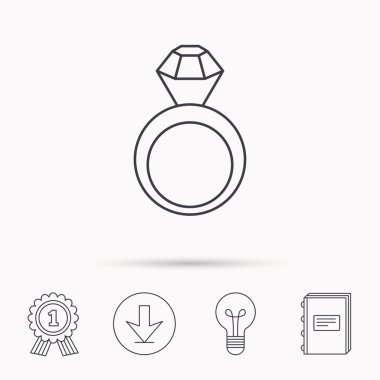 Nişan yüzüğü simgesi. Elmas mücevher.