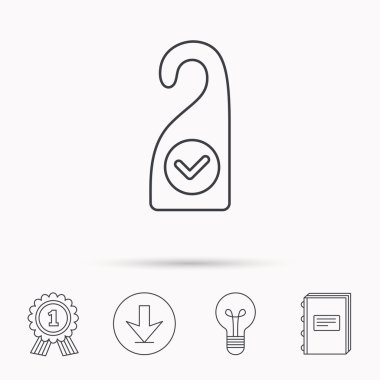 Temiz oda simgesi. Otel kapı askı işareti.