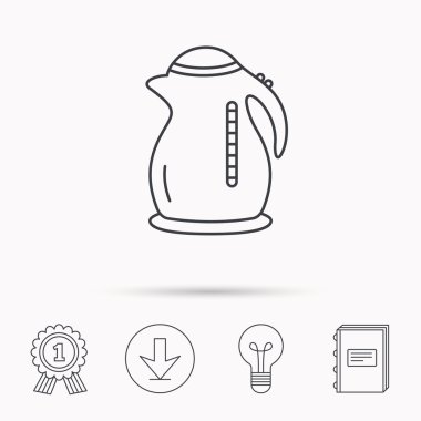 Su ısıtıcı simgesi. Mutfak çaydanlık işareti.