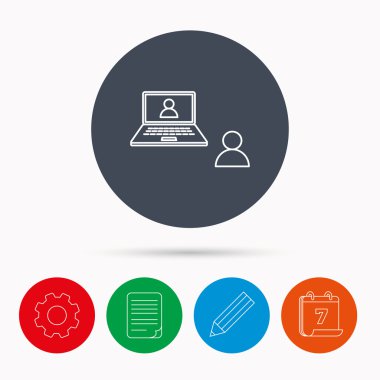 Görüntülü sohbet simgesi. Webcam sohbet işareti.