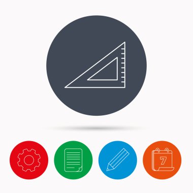 Üçgen cetvel simgesi. Yeşilaycı işareti.