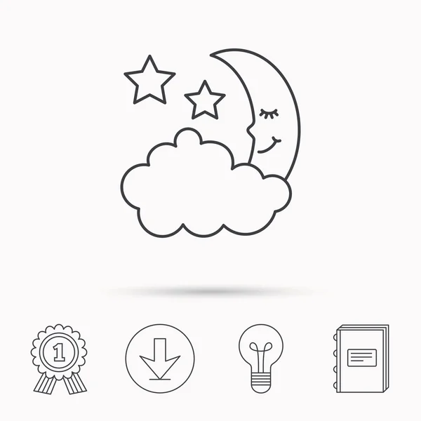 Night or sleep icon. Moon and stars sign. — Stock Vector