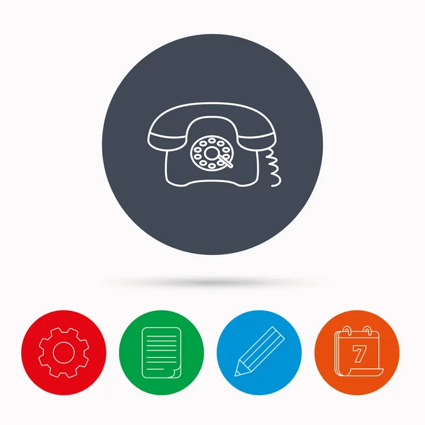 Retro telefoonpictogram. Oude telefoon teken. — Stockvector