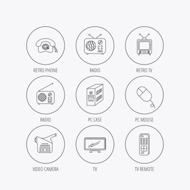 Radyo, Tv uzaktan ve video kamera simgeler.