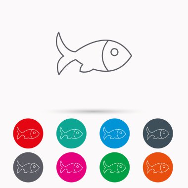 Balık simgesi. Deniz ürünleri işareti. Vejetaryen yiyecekler sembolü.