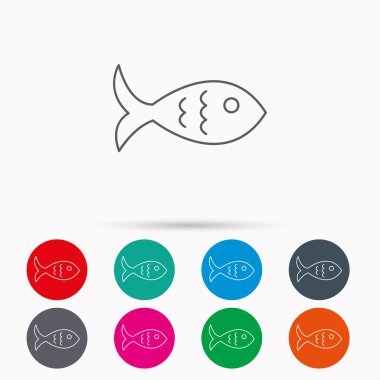 Balık simgesi. Deniz ürünleri işareti. Vejetaryen yiyecekler sembolü.