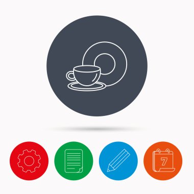 Kahve fincanı simge. Yiyecek ve içecek işareti.