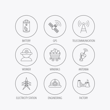 İşçi, mineraller ve mühendislik dümen simgeleri.