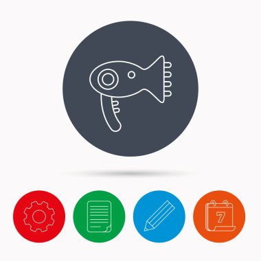 Saç kurutma makinesi simgesi. Elektronik blowdryer işareti.