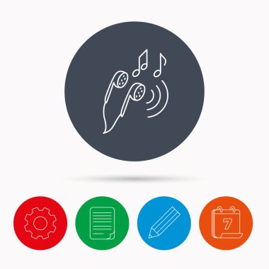 Kulaklık simgesi. Nota işaretleri.