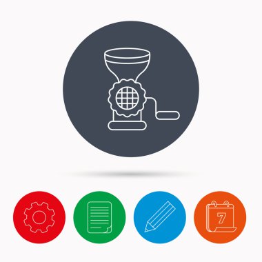 Et kıyma makinesi simgesi. Manuel doğrayıcılardan işareti.