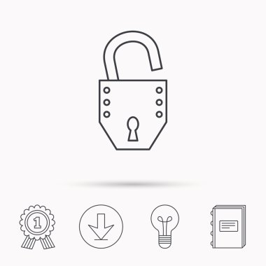Açık kilit simgesi. Asma kilit veya koruma işareti.