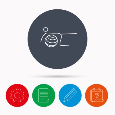Pilates fitness işareti. Jimnastik topu simgesini.