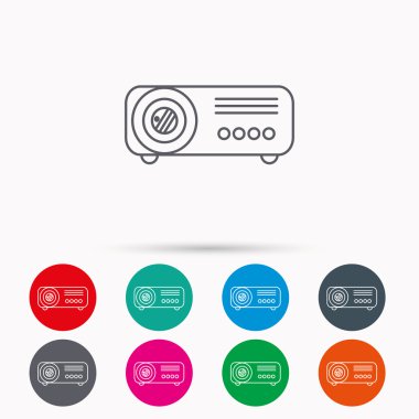 Projektör simgesi. Video sunumu aygıt işareti.