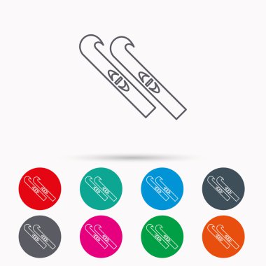 Kayak simgesi. Kayaklar işareti.