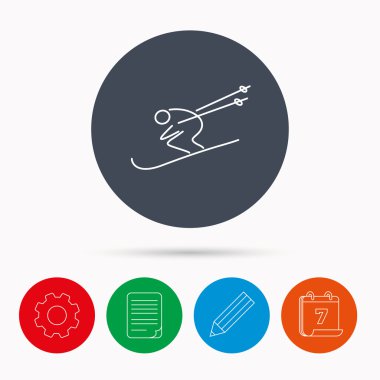 Kayak simgesi. Kayak atlama aşırı spor işareti.