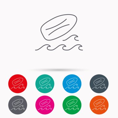 Sörf tahtası simgesi. Sörf işareti dalgalar.