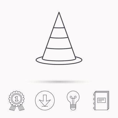 Trafik koni simgesi. Yol uyarı işareti.