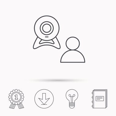 Görüntülü sohbet simgesi. Webcam sohbet işareti.