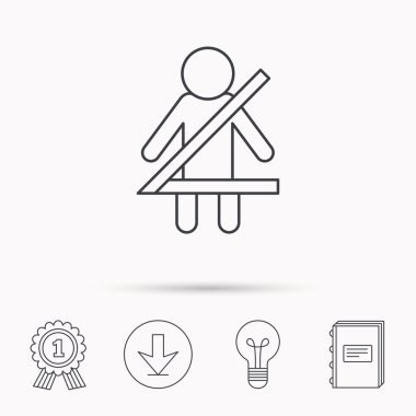 Emniyet kemeri simgesi bağlayın. İnsan siluet işareti.