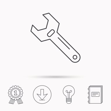 İngiliz anahtarı anahtar simgesi. Onarım aracı işareti.