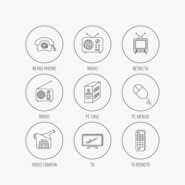 Symbole für Radio, Fernbedienung und Videokamera. — Stockvektor