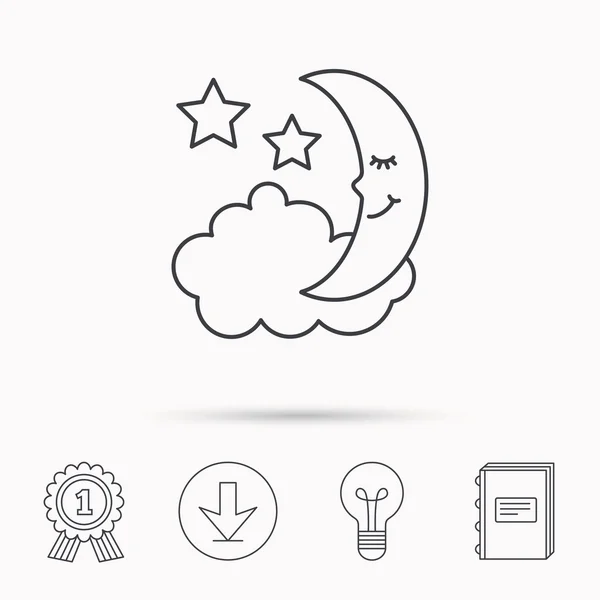 Éjszakai vagy az alvó üzemmód ikon. Hold és a csillagok jele. — Stock Vector