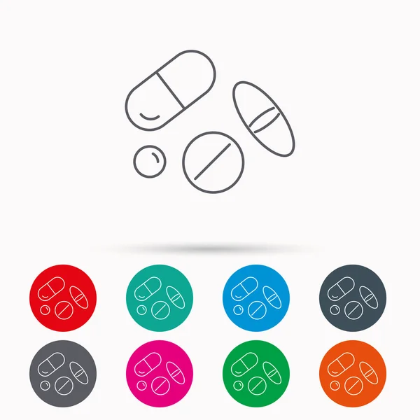 Pillen pictogram. Geneeskunde tabletten of drugs teken. — Stockvector