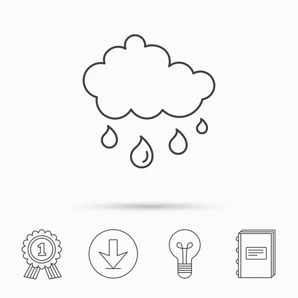 Icône de pluie. gouttes d'eau et signe de nuage . — Image vectorielle