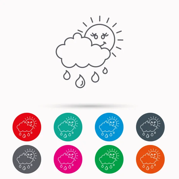 Icône pluie et soleil. gouttes d'eau avec signe de nuage . — Image vectorielle