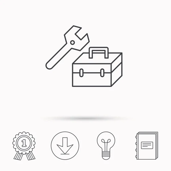 Reparar icono de caja de herramientas. Llave llave signo . — Vector de stock