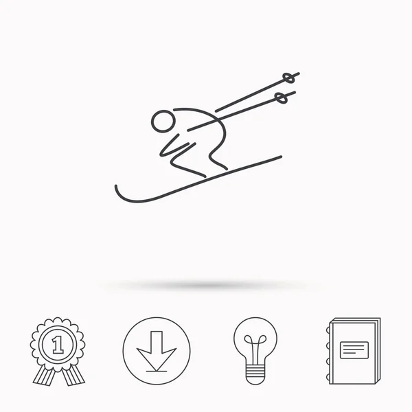 Icono de esquí. Esquís saltando signo de deporte extremo . — Archivo Imágenes Vectoriales